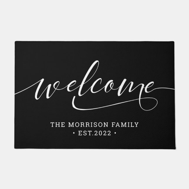 Welcome Calligraphy Script Family Doormat (Front)