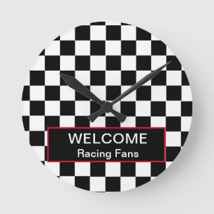 Welcome Car Racing Fans Round Clock