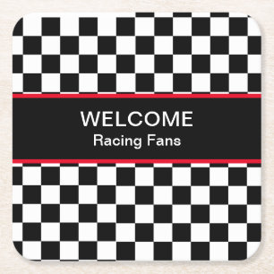Welcome Car Racing Fans Square Paper Coaster