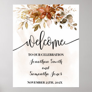 Welcome Ceremony Fall Wedding Autumn Eucalyptus Poster