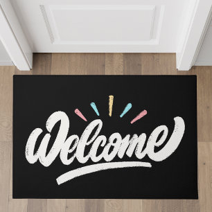 Welcome Chalkboard Handwritten Typography Doormat
