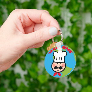 Welcome Chef Cute Cartoon Cook Key Ring