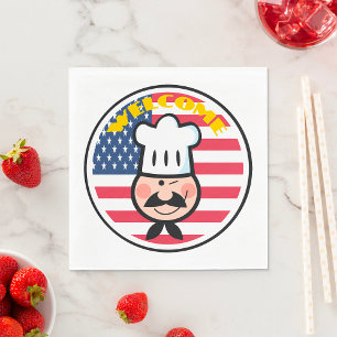 Welcome Chef With American Flag Napkin