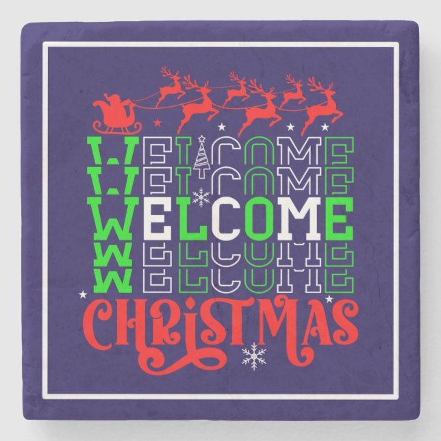 Welcome Christmas-84767 Stone Coaster (Front)