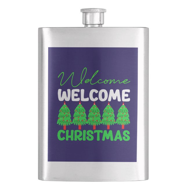 Welcome Christmas-85600 Hip Flask (Front)