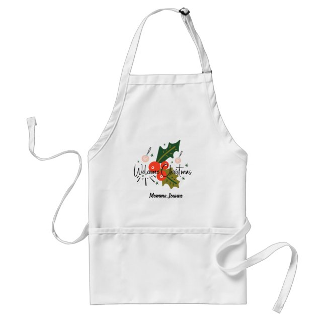 Welcome Christmas Apron. Editable Name Standard Apron (Front)