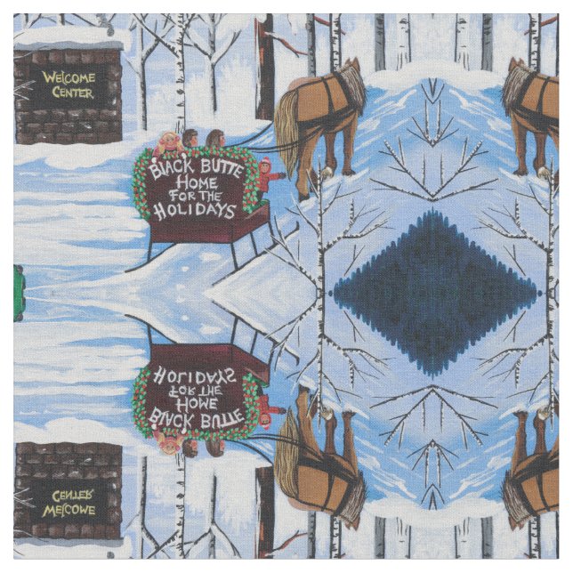 Welcome Christmas Fabric (Close Up)