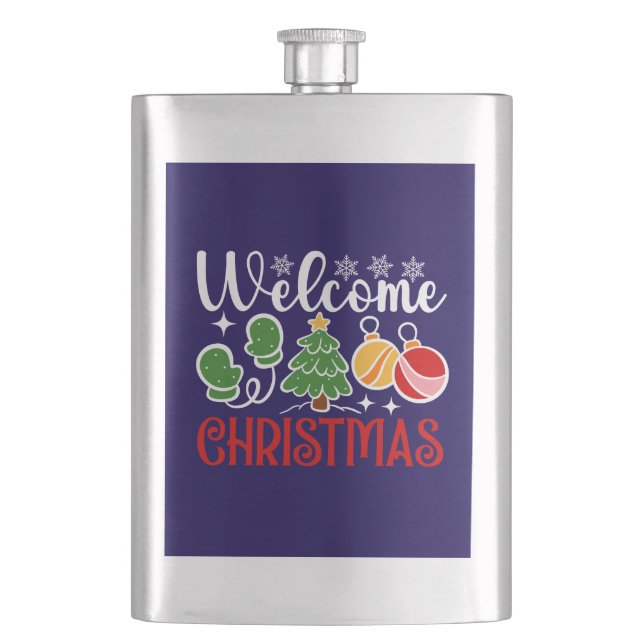 Welcome Christmas Hip Flask (Front)