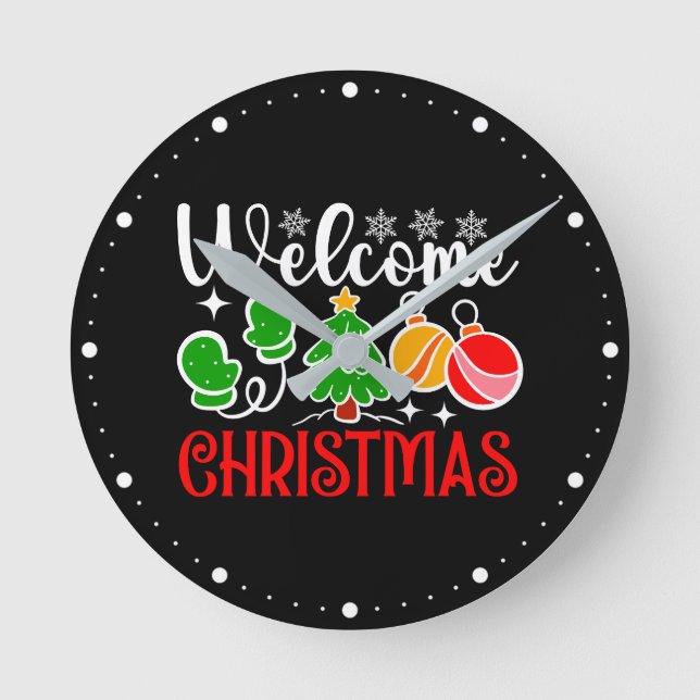 Welcome Christmas Round Clock (Front)