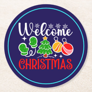 Welcome Christmas Round Paper Coaster