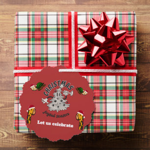 Welcome christmas time retro cartoon  tree decoration card
