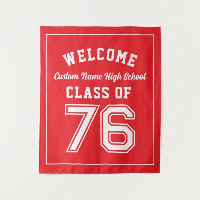Welcome Class of 1976, Red Reunion Party Decor Tapestry (Front)