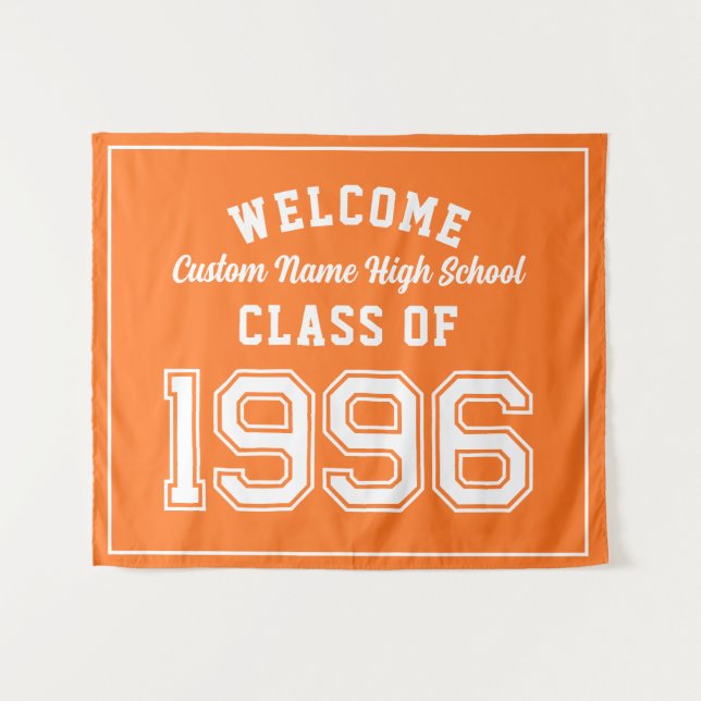 Welcome Class of 1996, Orange Reunion Party Decor Tapestry (Front (Horizontal))