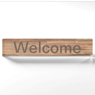 Welcome color wood art nameplate