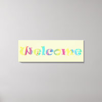 Welcome Colourful Pastels Word Art Canvas Print