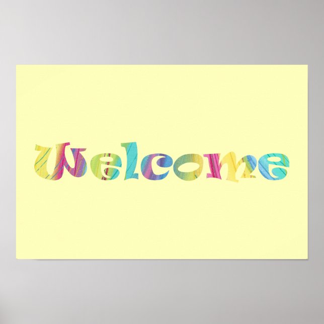 Welcome Colourful Pastels Word Art Poster (Front)