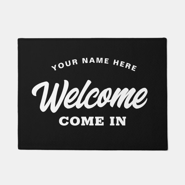 Welcome come in custom black doormat for shop (Front)