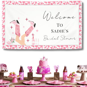 Welcome Cowboy Boots & Bubbly Bridal Shower  Banner