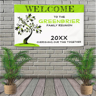 Welcome Custom Family Reunion  Green Floral Tree Banner