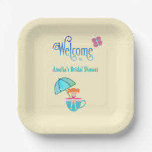 Welcome Custom Name Bridal Shower Teacup Paper Plate
