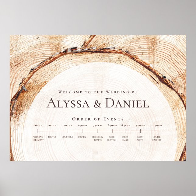 Welcome Custom Order of events Sign Rustic Wedding (Front)