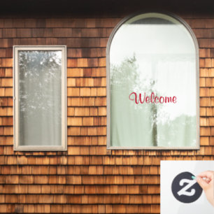 Welcome Custom Text Message Red Colourful Home