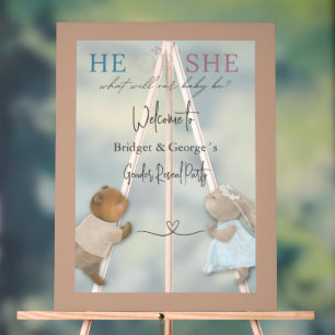 welcome cute animal & gender reveal party frosted acrylic sign