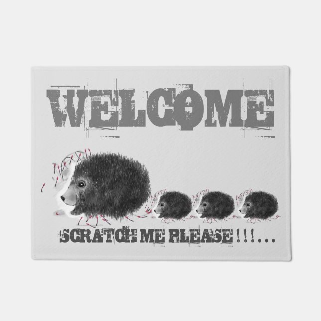 Welcome cute Hedgehog mother cubs custom Door M Doormat (Front)