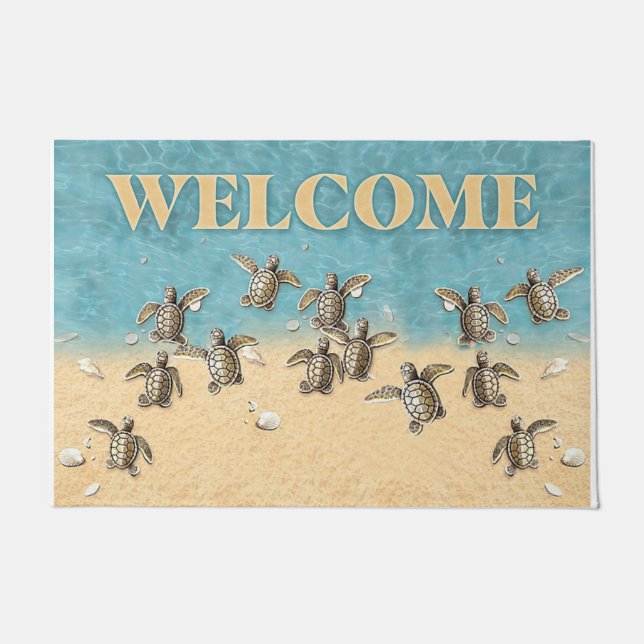 Welcome Cute Sea Turtle Doormat (Front)