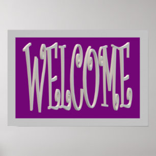 Welcome design grey and purple poster