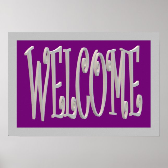 Welcome design grey and purple poster (Front)