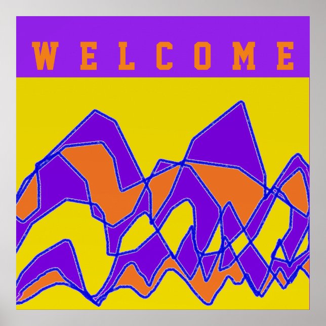 WELCOME DESIGNED FOR YOU PURPLE AND MUSTARD POSTER (Front)
