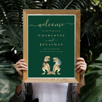Welcome Dinosaur Theme Wedding Dark Green 