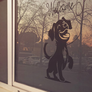 Welcome dog silhouette pet shop grooming