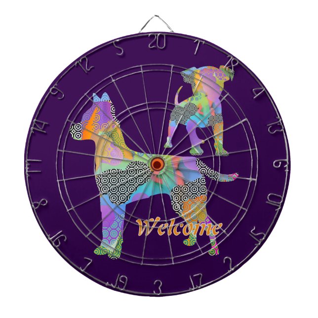 WELCOME Dogs Purple Dartboard (Front)