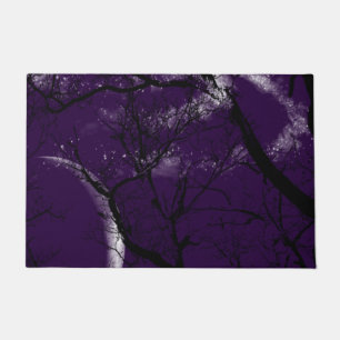 welcome door mat abstract purple moon tree