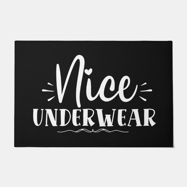 Welcome Door Mat Nice Underwear Black White (Front)