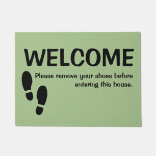 Welcome Door Mat Please Remove Your Shoes Green
