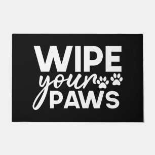 Welcome Door Mat Wipe Your Paws Black White