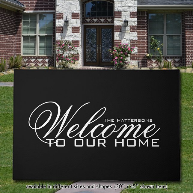 Welcome Doormat Family Name Simple Elegance (Add a touch of simple elegance to your entryway with this beautiful personalized welcome mat.)