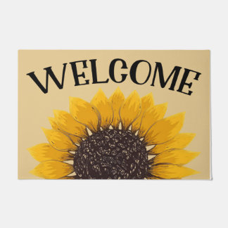 Welcome Doormat with Sunflower, Best Flower
