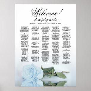 Welcome! Dusty Blue Rose Alphabetic Seating Chart