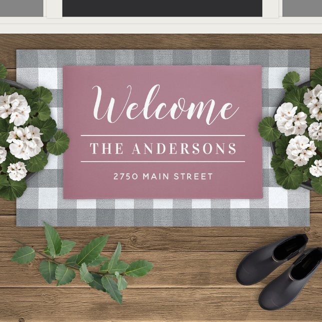 Welcome Dusty Rose Personalised Family Name Doormat (Creator Uploaded)