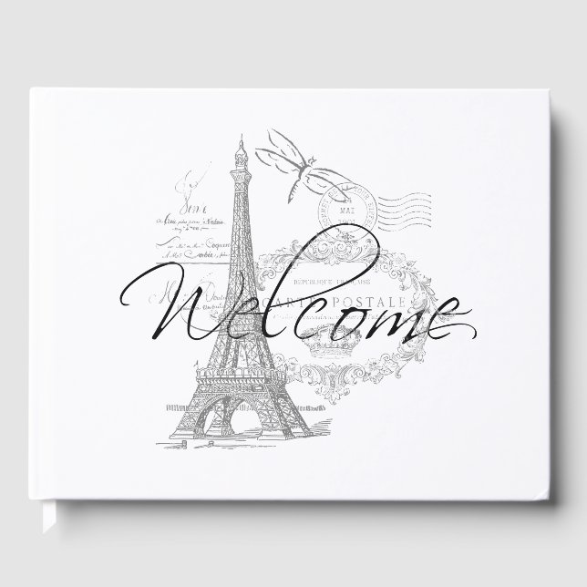 Welcome -Eiffel tower Guest Book (Front)