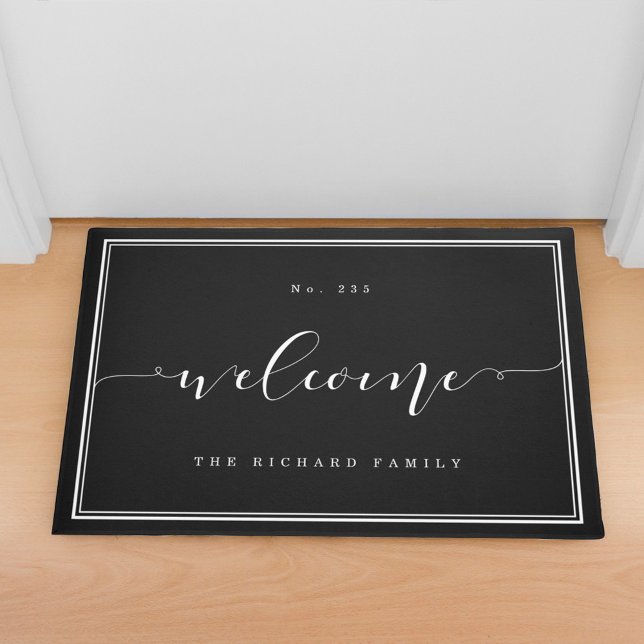 Welcome | Elegant Calligraphy House & Family Name Doormat (Creator Uploaded)