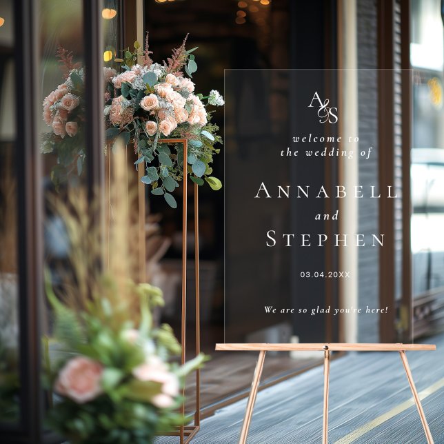 WELCOME! Elegant, Classic, Monogram, Acrylic Sign (WELCOME! Elegant, Classic, Monogram, Acrylic Sign)