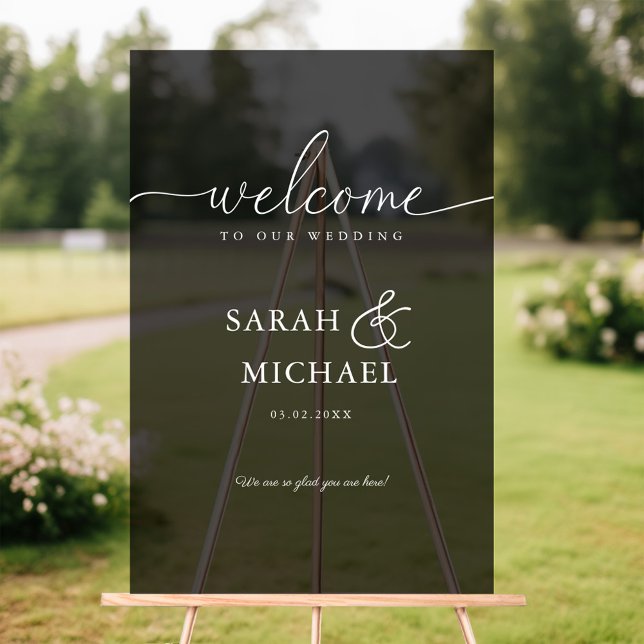 WELCOME! Elegant, Transparent, Black, Wedding  Acrylic Sign (WELCOME! Elegant, Black, Transparent, Wedding Acrylic Sign)