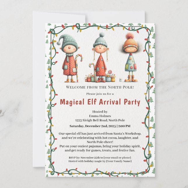 Welcome Elf Party | North Pole Arrival Celebration Invitation (Front)