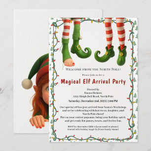 Welcome Elf Party North Pole Arrival Celebration Invitation