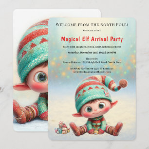 Welcome Elf Party North Pole Arrival Celebration Invitation